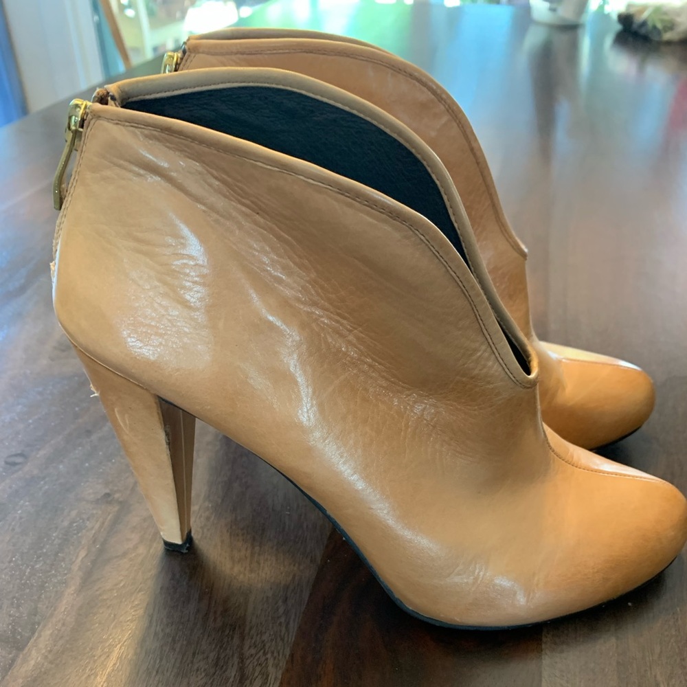 Tan leather booties